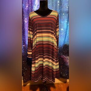 Long Sleeve striped V -neck dress No Pockets LuLaRoe size M 10-12 NWOT purple